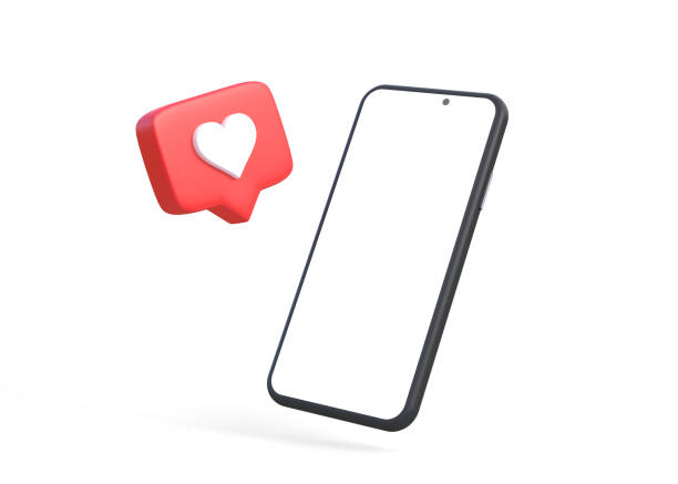 istock Icon Notification like heart on mobile phone on a white background 1389891780
