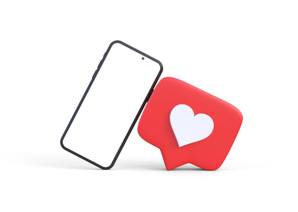 istock Icon Notification like heart on mobile phone on a white background 1389891795
