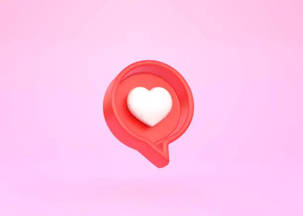 Photo of Heart in speech bubble icon on a pink background