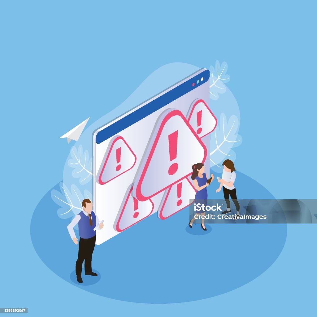 Software Or Application Error Warning Isometric 3d Stock Illustration ...