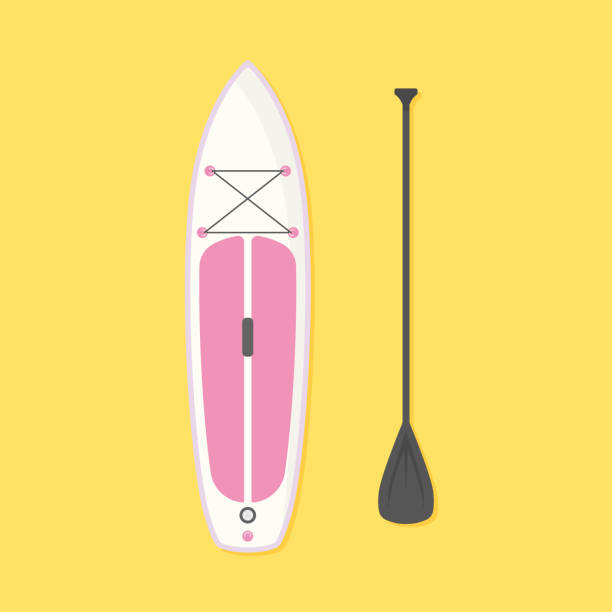 SUP (Stand Up Paddle) board and paddle SUP (Stand Up Paddle) board and paddle- vector illustration paddleboard stock illustrations