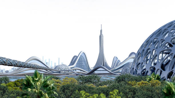 istock Futuristic city skyline architecture 1389895112