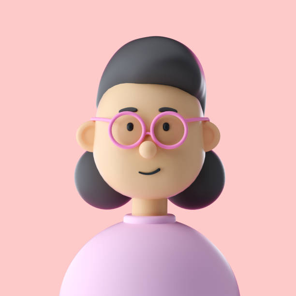 istock Cute girl iconic character with glasses. 3D Rendering 1389898237