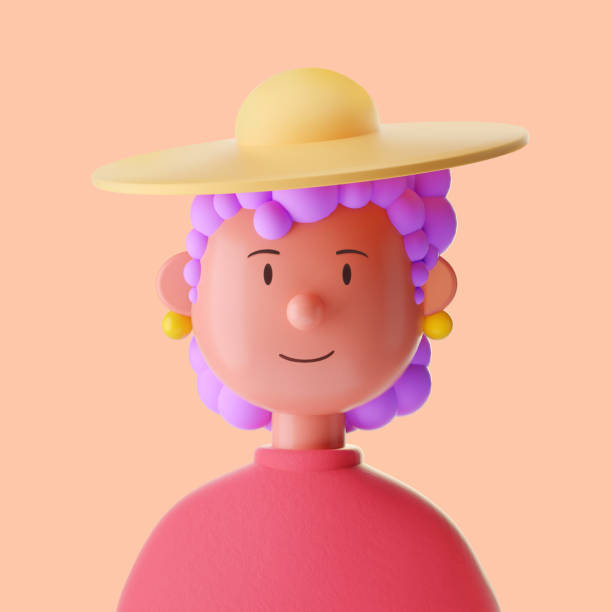 istock Old sweet woman cute iconic character. 3D Rendering 1389898324