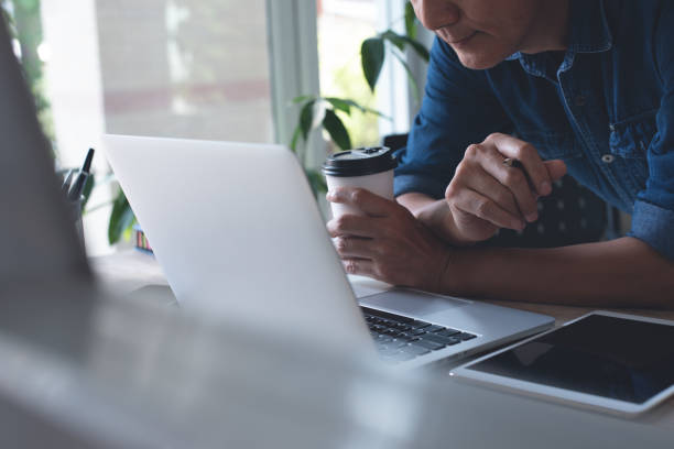 Business man online working from home office