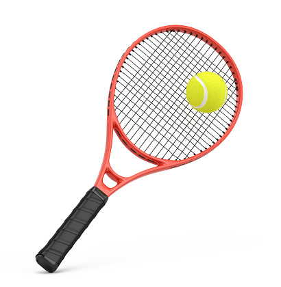 Tennis racquet and tennis ball isolated on white - 3d rendering