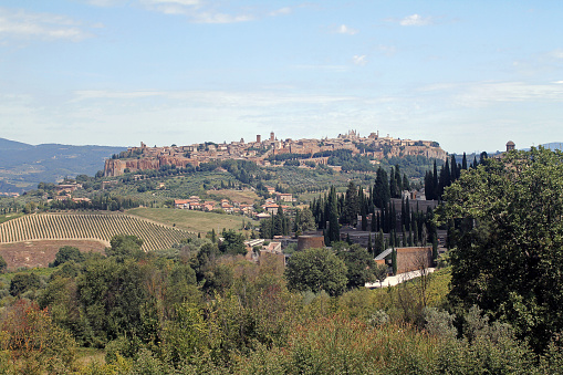 Panoramic view of the city of Orvieto standing on a hill in the center of Italy