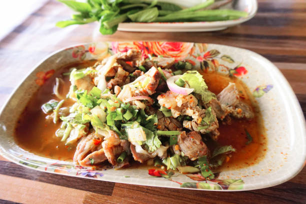 istock Spicy minced beef salad, Thai spicy food 1389906944