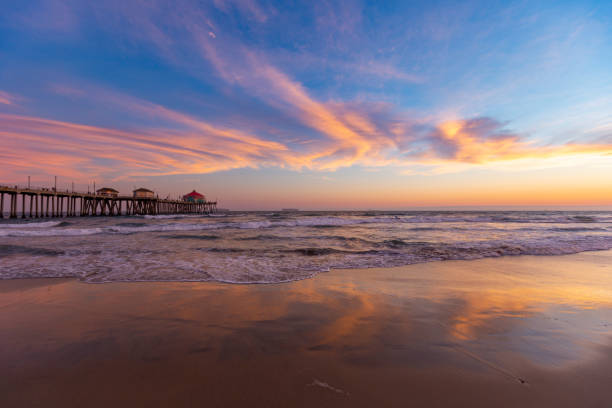 istock Sunset on Huntington Beach, California 1389909028