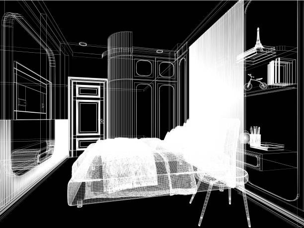 istock sketch design of interior bedroom,3d rendering 1389910086