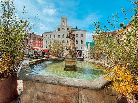 Town Hall and market square of Weimar in Thuringia, Germany