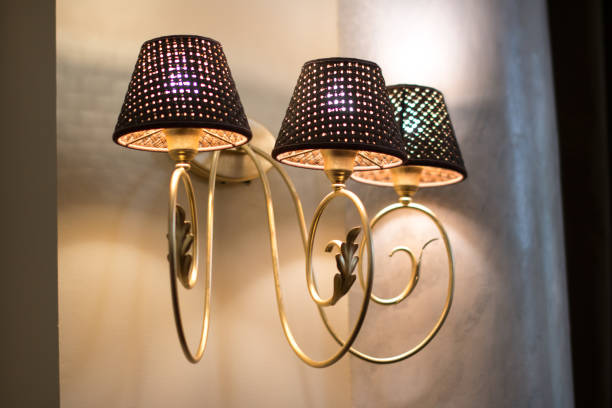 istock Glowing decorative lamps. Lighting design in the restaurant 1389916860