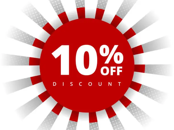Vector illustration of 10 percent off discount banner. Special offer sale 10 off. Sale discount offer. Modern promotion banner