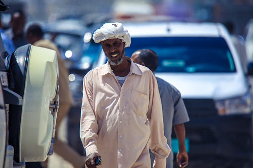 Hargeisa, Somaliland - November 10, 2019: Local Man in the Traditional Clothes on the Capital Streets