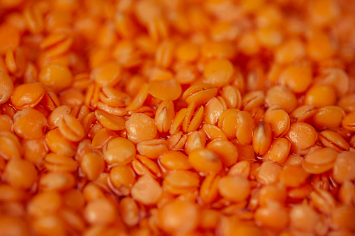 Close up photo of orange lentil