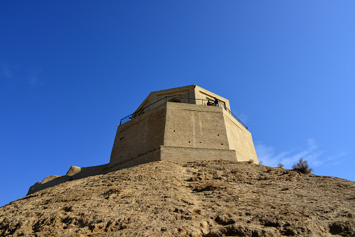 Balkh, Balkh province, Afghanistan: Ayaran tower (Borj-e Ayyarann) on the Greek-Kushan city wall, topped by the Timurid wall - south segment of the massive earthen city walls - Bactra / Zariaspa, an ancient city, with a 3000-year long history, the home of Zoroaster, taken by  Alexander the Great about 330 BC, capital of Greco-Bactria and later one of the largest cities of Khorasan, razed by Ghengis Khan in 1220AD.