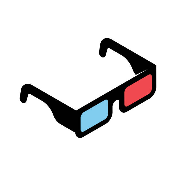 ilustraciones, imágenes clip art, dibujos animados e iconos de stock de gafas de cine 3d. gafas retro estéreo para cine tridimensional. - gafas 3d