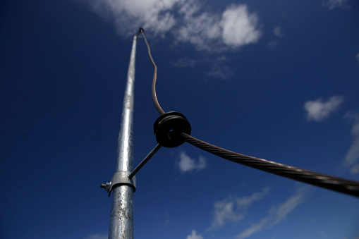 salvador, bahia, brazil - may 22, 2019: lightning arrester system is seen on the terrace of a building in the city of Salvador.