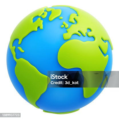 istock Cartoon planet Earth 3d vector icon on white background 1389937723