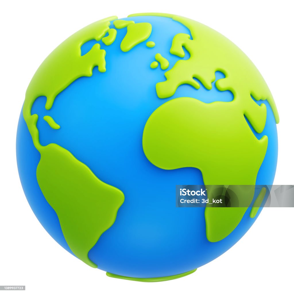 Cartoon planet Earth 3d vector icon on white background Cartoon planet Earth 3d vector icon on white background. Earth day or environment conservation concept. Save green planet concept Globe - Navigational Equipment stock vector