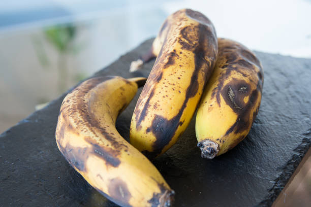 Ripe bananas. Ingredients for banana cake