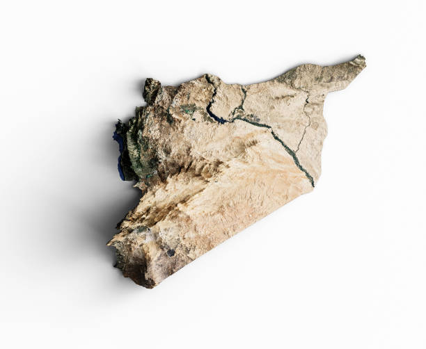 istock Syria Topographic Map 3d realistic Syria map Color texture and Rivers 3d illustration 1389942192