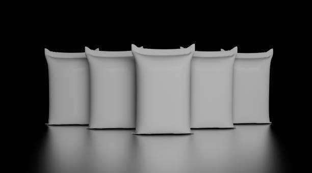 istock White bags or sacks isolated on light background. Mockup for design 3d Illustration 1389943289