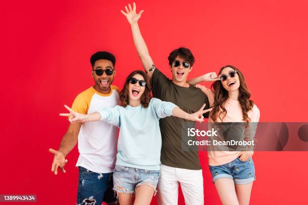 Portrait Of A Cheerful Happy Group Of Multiracial Friends Stock Photo - Download Image Now