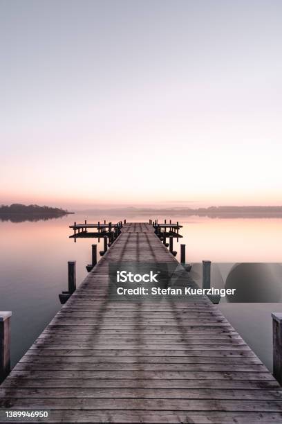 Beautiful Sunrise At The Wörthsee In Bavaria Germany With A Beautiful Clear Colorful Sky Stock Photo - Download Image Now