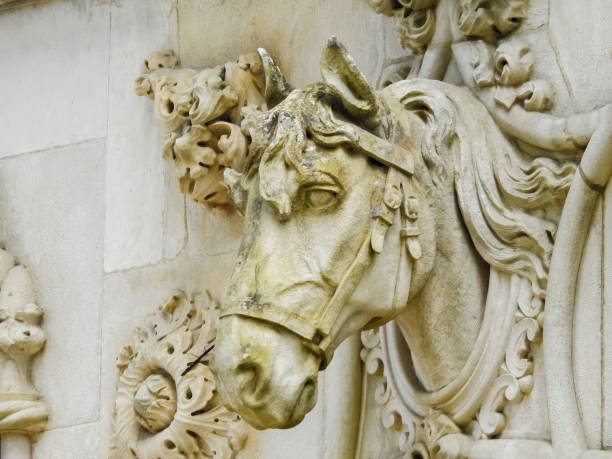 sculpture of horse head stock photo