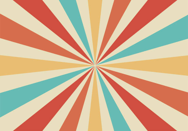 ilustrações de stock, clip art, desenhos animados e ícones de retro sunburst background with  striped sun rays vector illustration - retro wallpaper