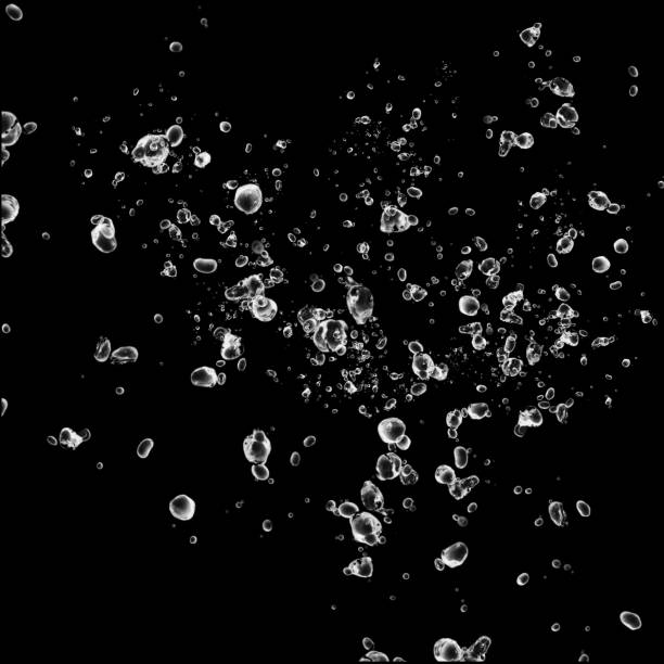 istock Clear Water Bubbles Isolated on Black Background 1389949107