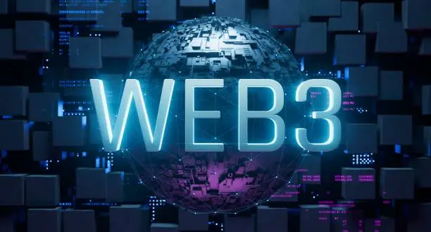 Photo of WEB3 next generation world wide web blockchain technology with decentralized information, distributed social network