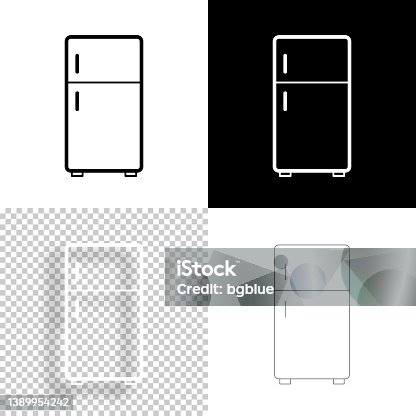 istock Refrigerator. Icon for design. Blank, white and black backgrounds - Line icon 1389954242
