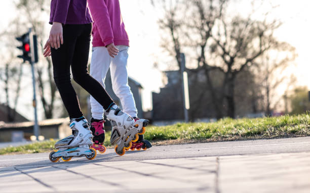 istock Girl rides rollerblades 1389957109