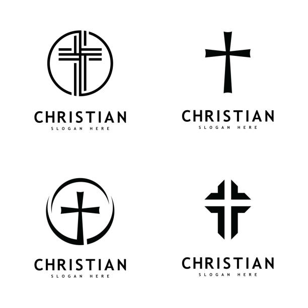 ilustrações de stock, clip art, desenhos animados e ícones de christian church  logo creative cross design vector - cross