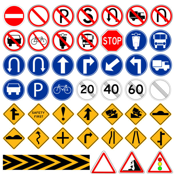 Simple Vector Set of Traffic Sign,  Isolated on White vector art illustration
