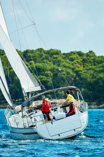 istock Sailing crew on sailboat during regatta 1389962499