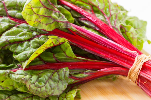 istock Close up of coloured chard leaves 1389964202