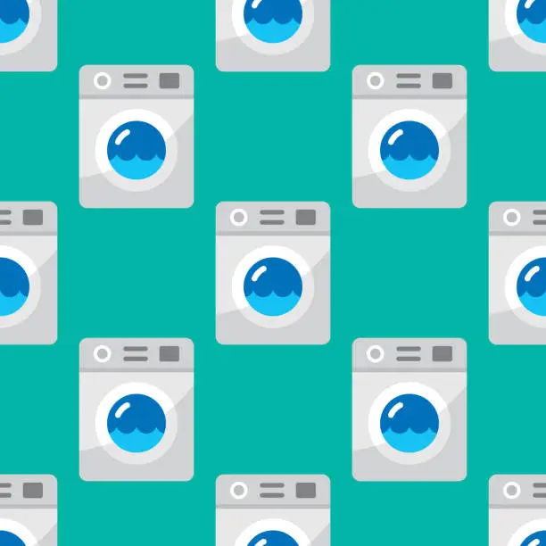 Vector illustration of Washing Machine Pattern Flat