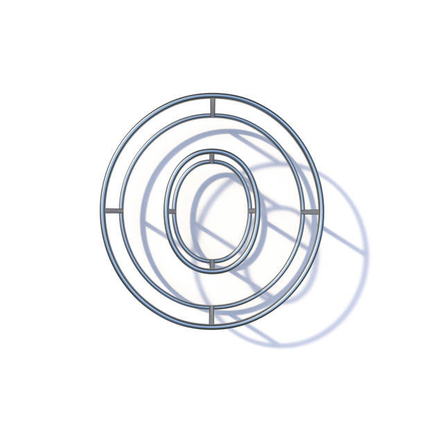 Steel wire frame font Letter O 3D render illustration isolated on white background