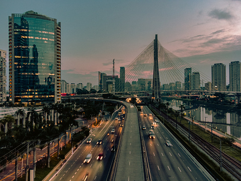 istock Cable-stayed bridge in São Paulo 1389974541