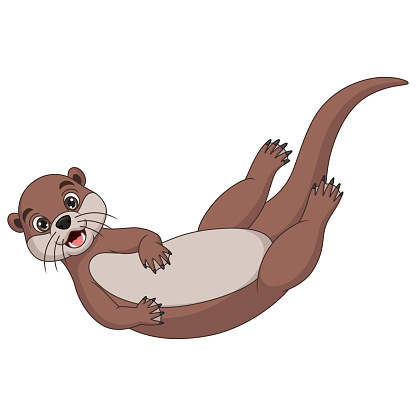 Vector Illustration of Cute little otter cartoon posing