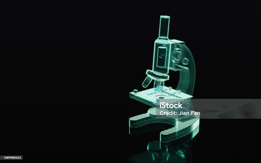 Holographic image of microscope, futuristic element, 3d rendering. - Royalty-free Bilim İnsanı Stok görsel