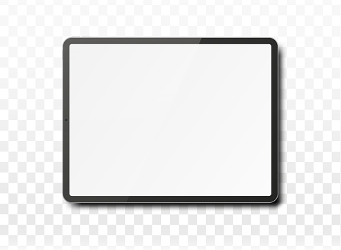 Tablet pc computer with blank screen isolated on transparent background. Vector illustration. EPS10.