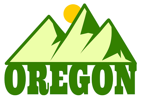 Vintage Oregon mountains and sunshine label