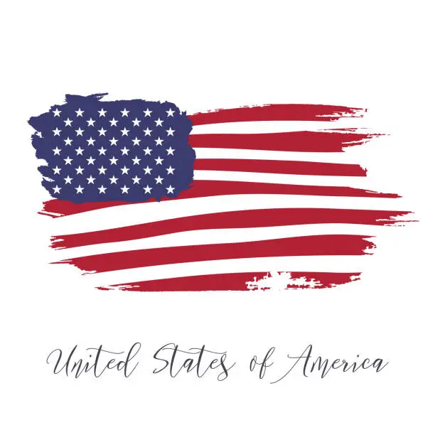 Vector illustration of United States of America vector watercolor national country flag icon