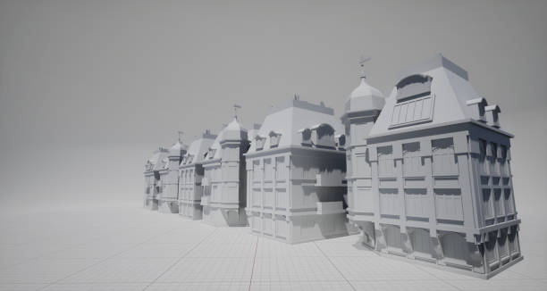 istock Concept white houses with white background. 1389993724