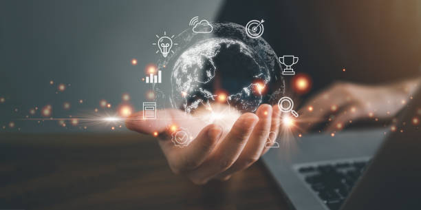 istock Technology and business global internet connection application concept 1389993930