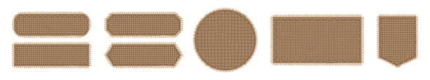 ilustrações, clipart, desenhos animados e ícones de manchas de pano de juta, etiquetas de tecido de arroto - burlap linen backgrounds textile